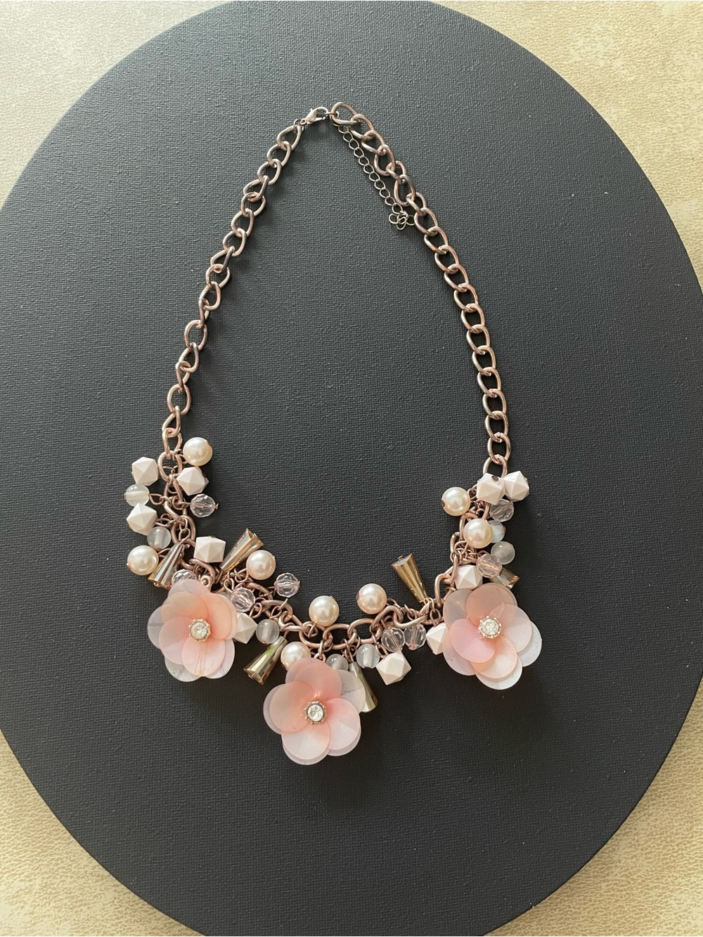 Delicate Pink Flower Statement Necklace - Women's Jewelry